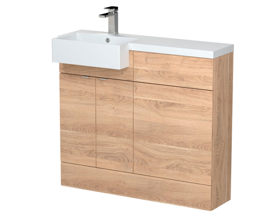 Hudson Reed Fusion 1000mm Bleached Oak Left Hand Combination Unit with Semi Recessed Basin