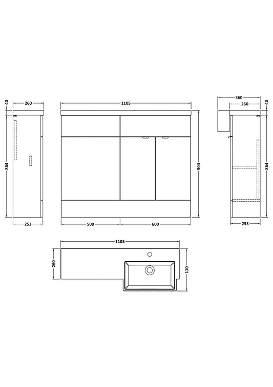 Hudson Reed Fusion 1100mm Bleached Oak Combination Unit with Semi Recessed Basin & Soft Close Doors