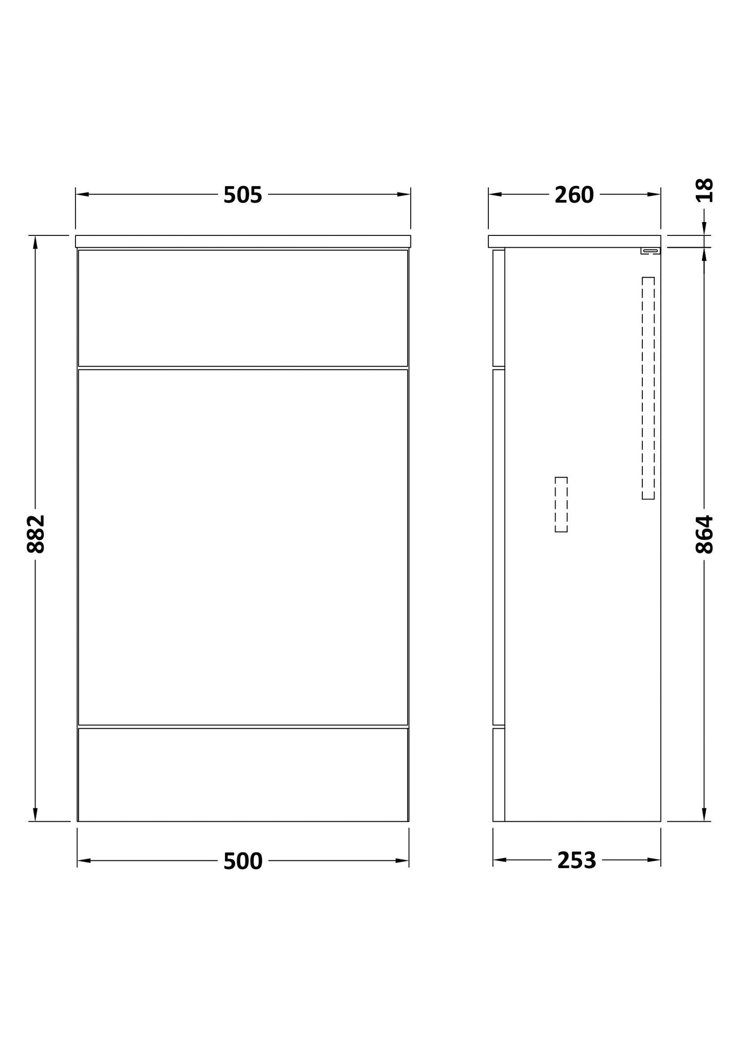 Hudson Reed Fusion 500mm x 255mm Deep Pebble Grey Toilet Unit