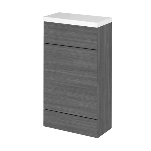 Hudson Reed Fusion 500mm Anthracite Woodgrain Floor Standing Toilet Unit with Top