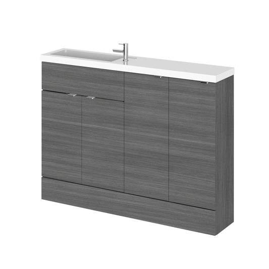 Hudson Reed Fusion 1205mm Anthracite Woodgrain Floor Standing 2 Door Vanity Basin Combination Unit