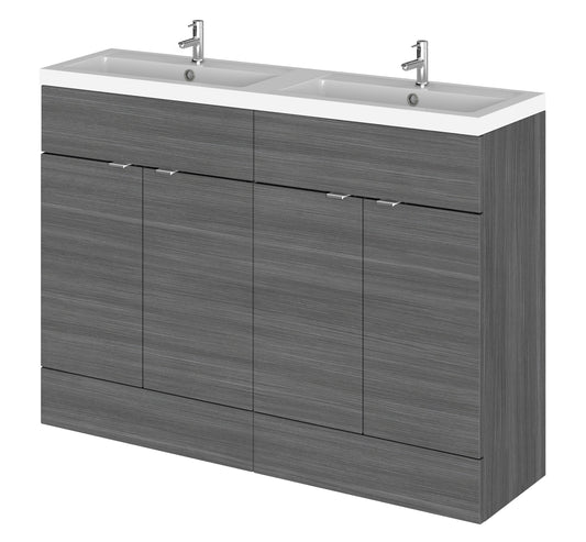 Hudson Reed Fusion 1200mm Floor Standing Vanity Unit with Twin Polymarble Basin