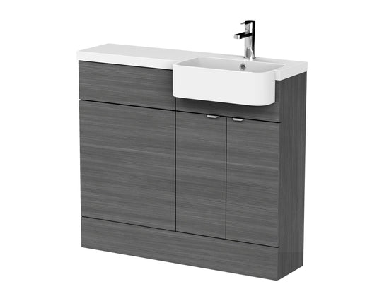 Hudson Reed Fusion 1000mm Anthracite Woodgrain Floor Standing Vanity Toilet Combo with Soft Close Doors