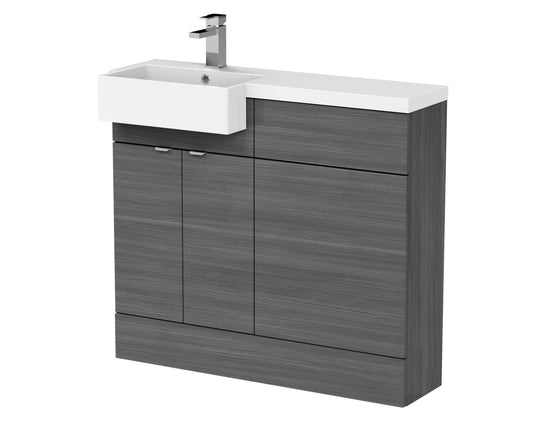 Hudson Reed Fusion 1005mm Anthracite Woodgrain Floor Standing Vanity Unit & Toilet Combination with Basin