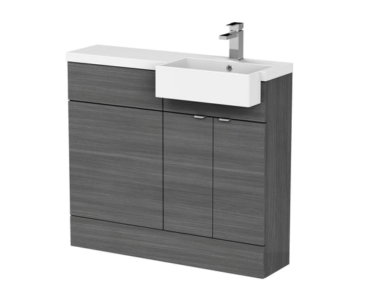 Hudson Reed Fusion 1000mm Floor Standing 2 Door Vanity & Toilet Combination with Right Hand Semi Recessed Basin