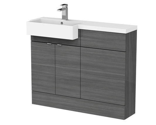 Hudson Reed Fusion 1100mm 2 Door Vanity & Toilet Combination with Left Hand Semi Recessed Basin