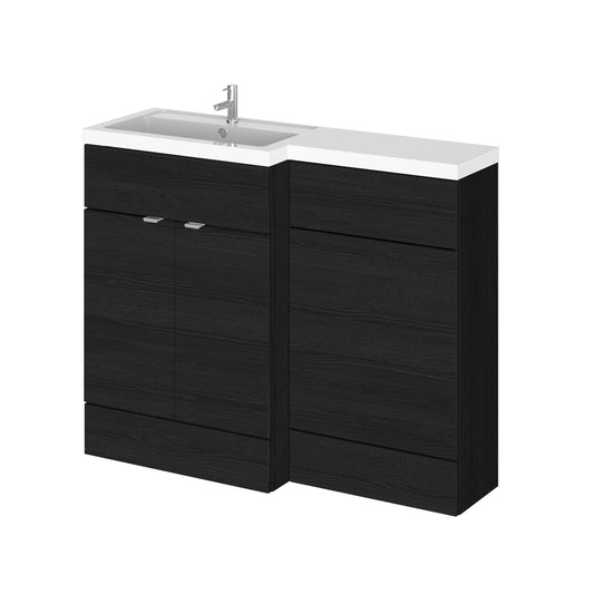 Hudson Reed Fusion Charcoal Black 1100mm Floor Standing Left Hand Basin & Toilet Combination With Handles