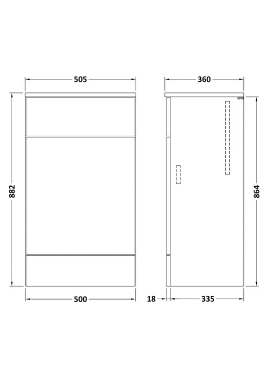 Hudson Reed Fusion 500mm Charcoal Black Floor Standing Toilet Unit With Coordinating Top