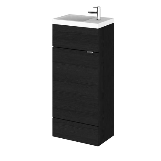 Hudson Reed Fusion Compact 400mm Charcoal Black Floor Standing 1 Door Vanity Unit & Basin