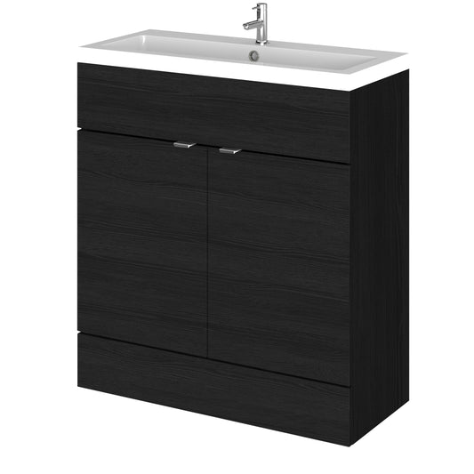 Hudson Reed Fusion 800mm Charcoal Black Floor Standing 2 Door Vanity Unit with Basin