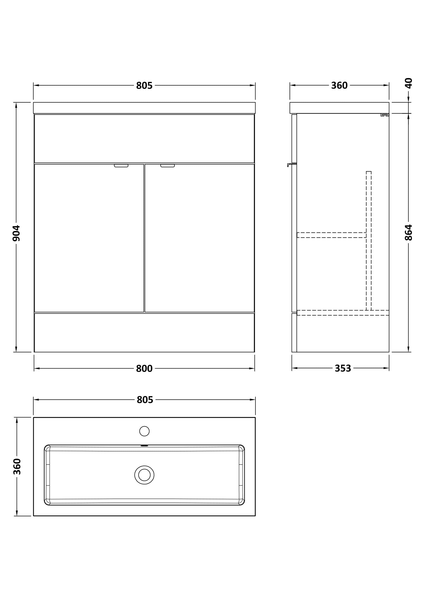 Hudson Reed Fusion 800mm Charcoal Black Floor Standing 2 Door Vanity Unit with Basin