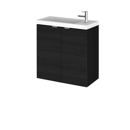 Hudson Reed Fusion 500mm Charcoal Black Wall Hung 2 Door Vanity Unit & Polymarble Basin