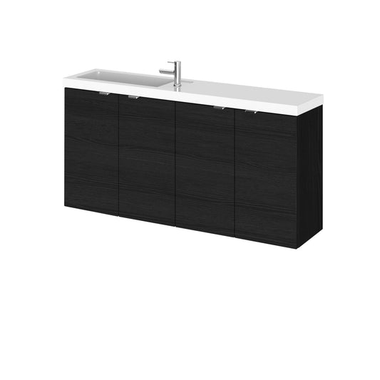Hudson Reed Fusion Compact 1000mm Charcoal Black Wall Hung 2 Door Vanity Unit & Basin