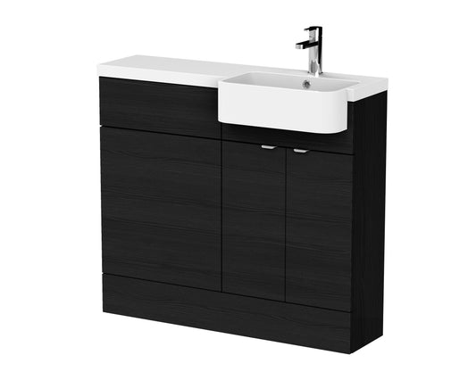 Hudson Reed Fusion 1005mm Charcoal Black Vanity & Toilet Unit with Semi Recessed Basin