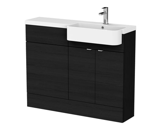 Hudson Reed Fusion 1100mm Charcoal Black Floor Standing Vanity & Toilet Combination with Right Hand Basin With Soft Close Doors