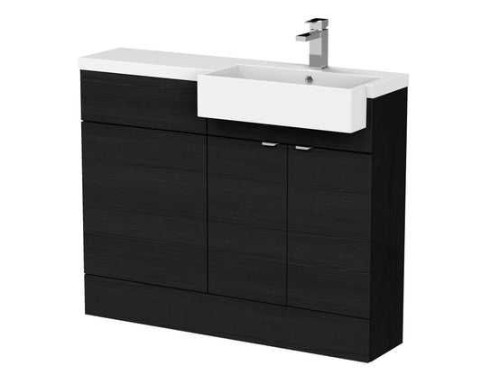 Hudson Reed Fusion 1100mm Floor Standing 2 Door Vanity & Toilet Combination with Right Hand Semi Recessed Basin