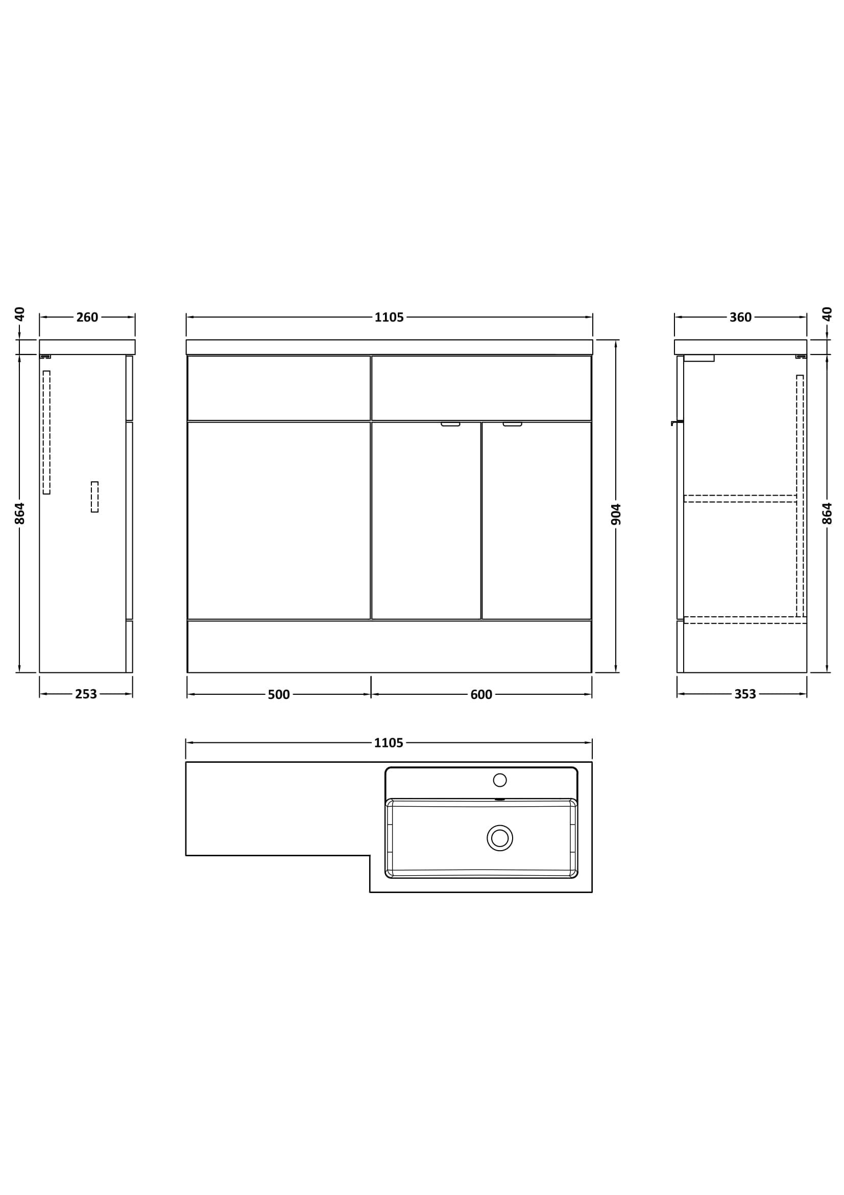Hudson Reed Fusion 1105mm Gloss Grey Floor Standing 2 Door Right Hand Vanity Basin & Toilet Combination