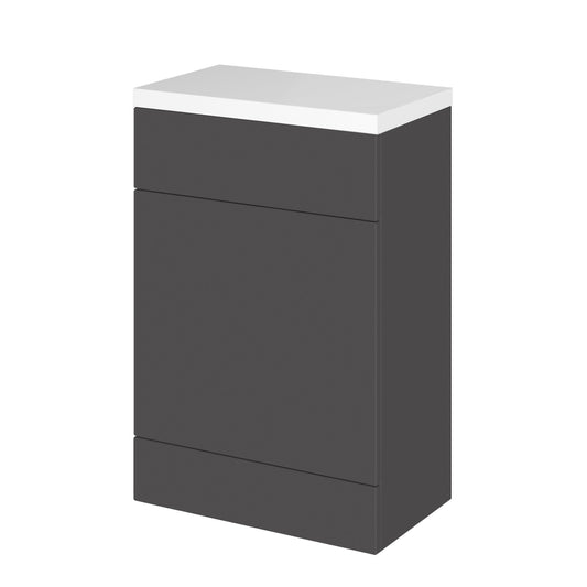 Hudson Reed Fusion 600mm Gloss Grey Floor Standing Toilet Unit With Polymarble Top