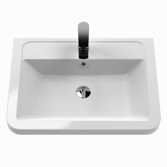 Hudson Reed Solar 800mm Indigo Blue Wall Hung 2 Drawer Vanity Unit With Ceramic Basin