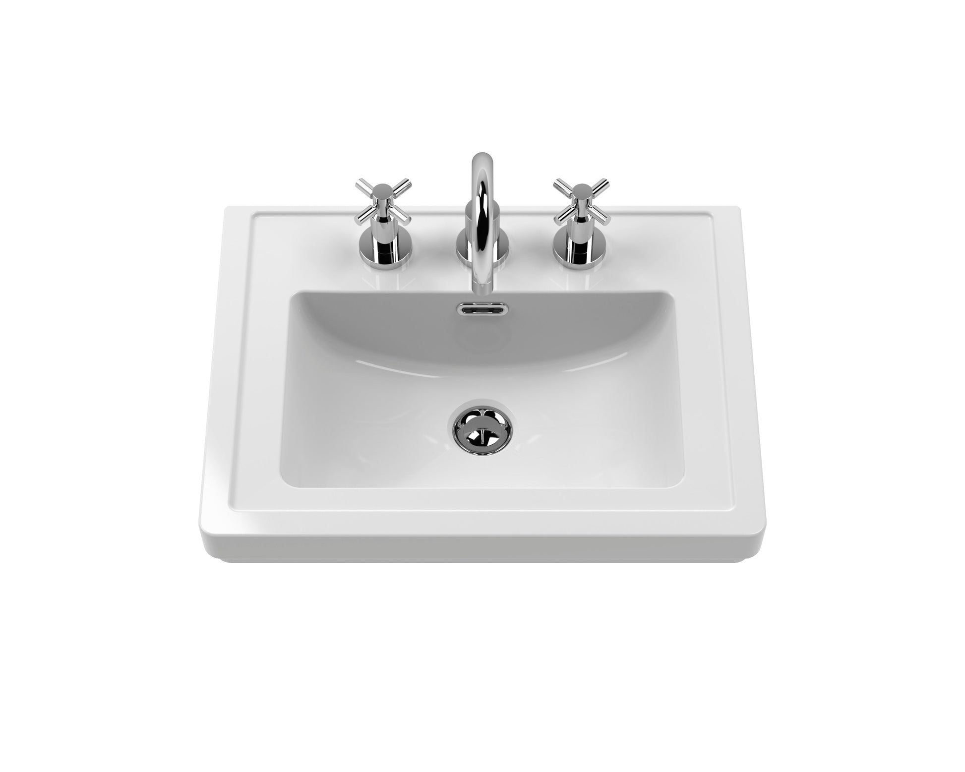 Hudson Reed Bexley 500mm Pure White Floor Standing 1 Drawer Vanity Unit with 3 Tap Hole Fireclay Basin