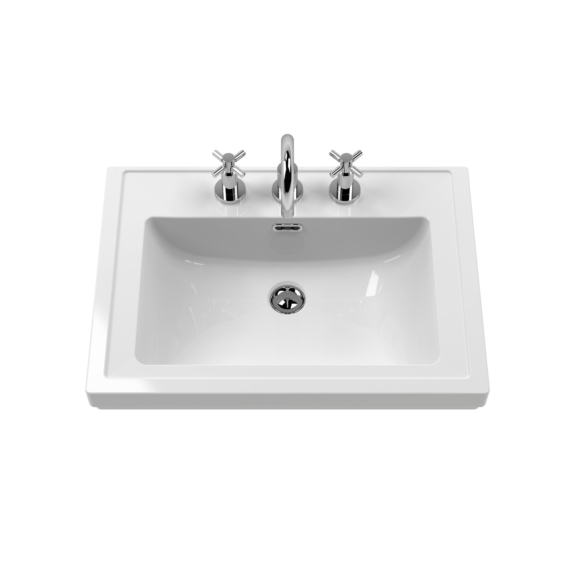 Hudson Reed Lille 600mm Coastal Grey Floor Standing 2-Drawer Vanity Unit with 3 Tap Hole Basin