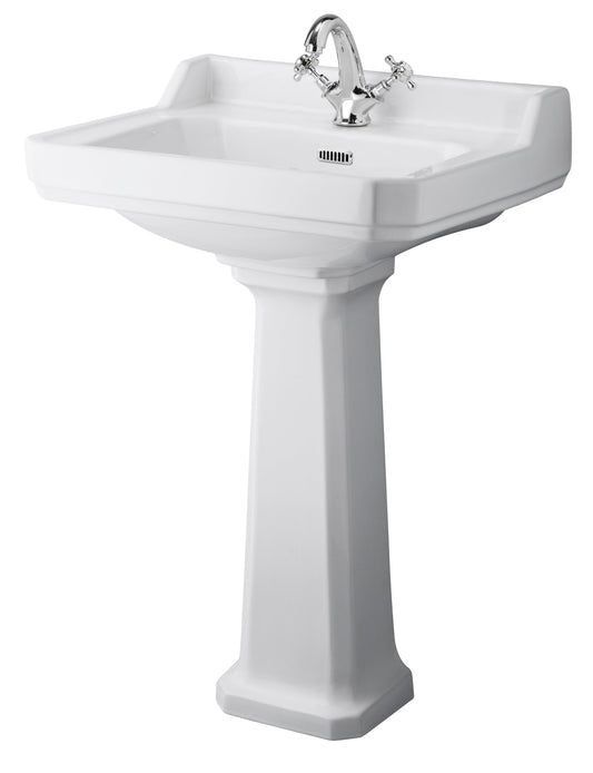 Hudson Reed Richmond 600mm 1 Tap Hole Comfort Height Pedestal Basin