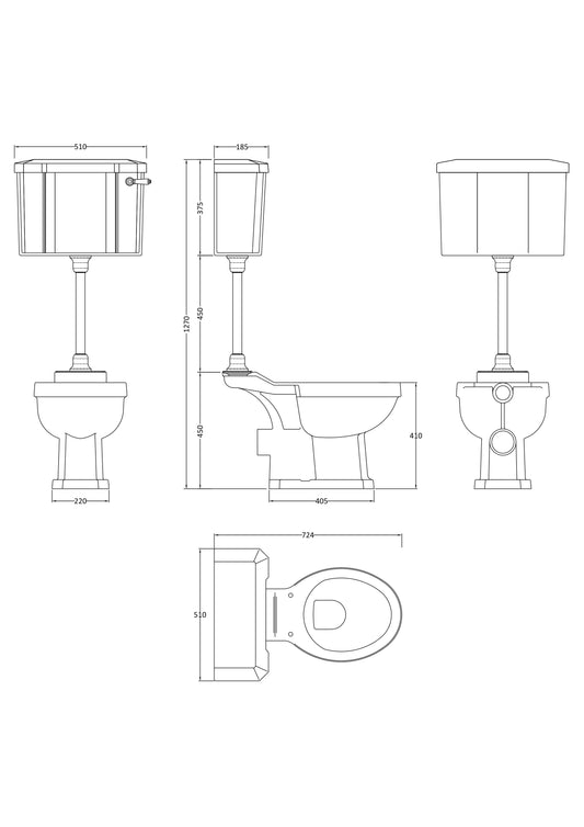 Hudson Reed Richmond Mid Level Toilet, Cistern & Flush Pipe