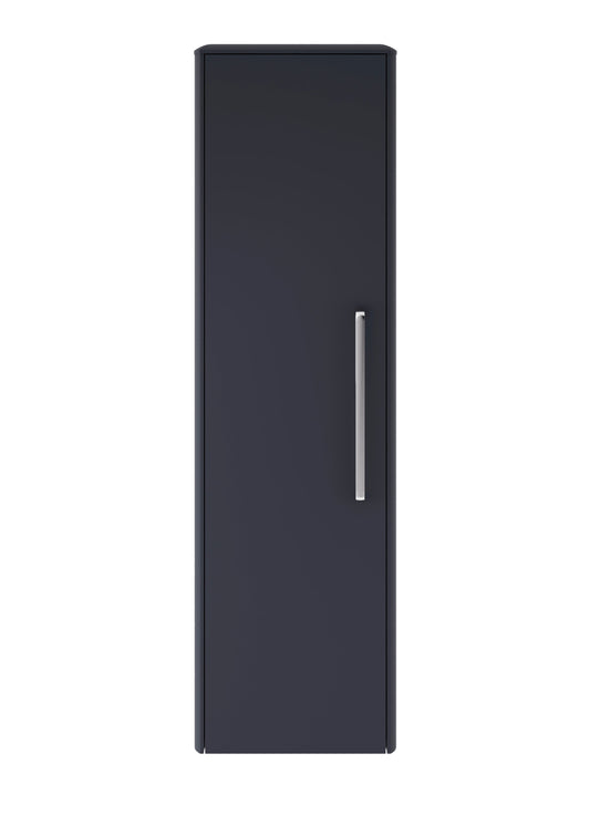 Hudson Reed Solar 350mm 1 Door Indigo Blue Wall Hung Tall Cabinet With Handles