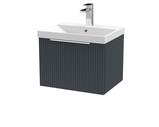 Hudson Reed Fluted 500mm Wall Hung Single Drawer Vanity Unit With Basin