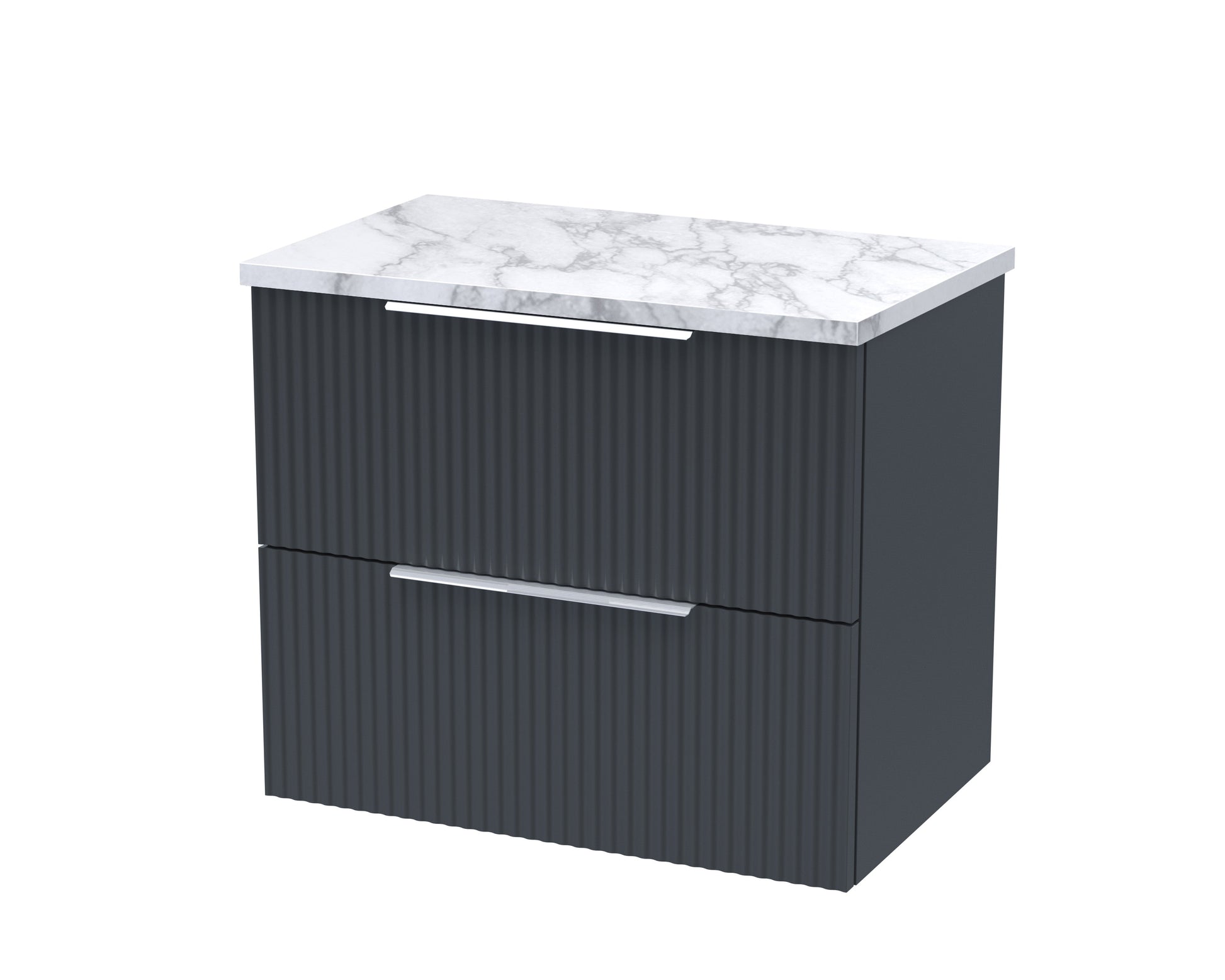 Hudson Reed Fluted 600mm Wall Hung 2-Drawer Vanity Unit With Laminate Worktop