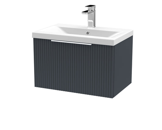 Hudson Reed Fluted 600mm Wall Hung Single Drawer Vanity Unit With Basin