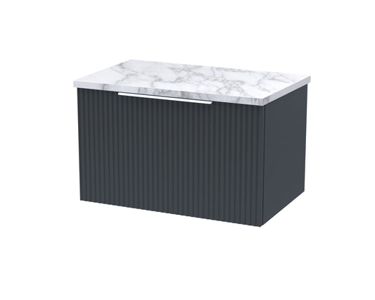 Hudson Reed Fluted 600mm Wall Hung Single Drawer Vanity Unit With Laminate Worktop