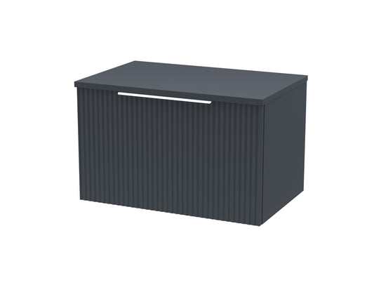 Hudson Reed Fluted 600mm Soft Black Wall Hung Single Drawer Vanity With Worktop