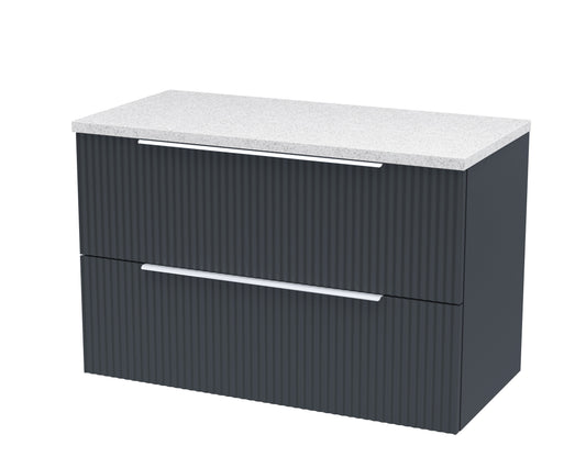 Hudson Reed Fluted 800mm Wall Hung 2-Drawer Vanity Unit With Laminate Top