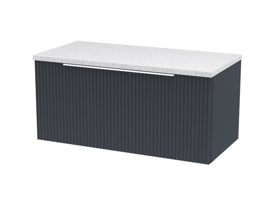 Hudson Reed Fluted 800mm Wall Hung Single Drawer Vanity Unit With Laminate Top