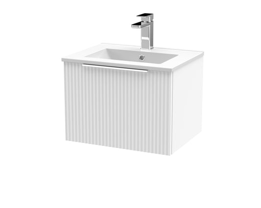 Hudson Reed Fluted 500mm Wall Hung Single Drawer Vanity Unit With Basin
