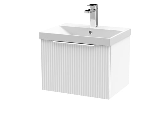 Hudson Reed Fluted 510mm Wall Hung Single Drawer Vanity Unit With Basin