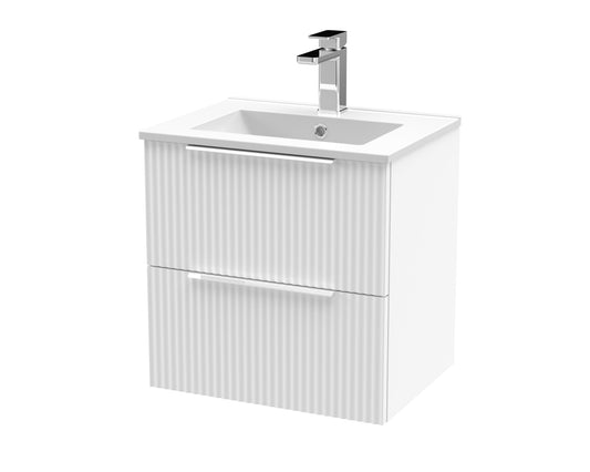 Hudson Reed Fluted 500mm Wall Hung 2-Drawer Vanity Unit Including Basin