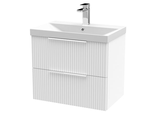 Hudson Reed Fluted 600mm Wall Hung 2-Drawer Vanity Unit With Ceramic Basin