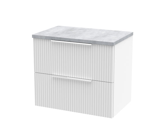 Hudson Reed Fluted 600mm Wall Hung 2-Drawer Vanity Unit With Laminate Worktop