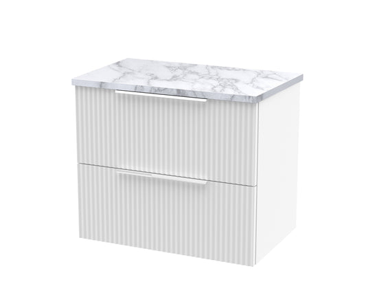 Hudson Reed Fluted 600mm Wall Hung 2-Drawer Vanity Unit With Laminate Worktop
