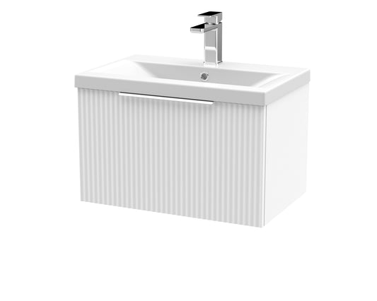 Hudson Reed Fluted 600mm Wall Hung Single Drawer Vanity Unit with Basin