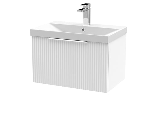Hudson Reed Fluted 600mm Wall Hung Single Drawer Vanity Unit Including Basin