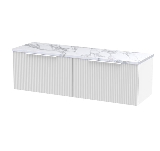 Hudson Reed Fluted 1200mm Wall Hung 2-Drawer Vanity Unit With Laminate Worktop