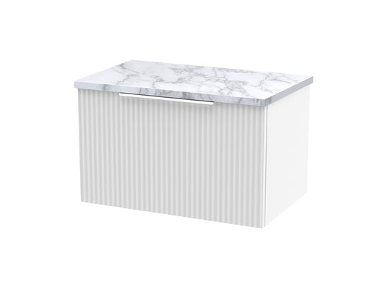 Hudson Reed Fluted 600mm Wall Hung Single Drawer Vanity With Laminate Worktop & Soft-Close Drawer