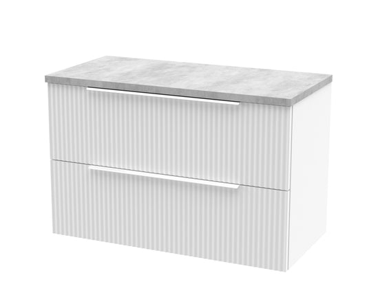 Hudson Reed Fluted 800mm Wall Hung 2-Drawer Vanity Unit With Laminate Top