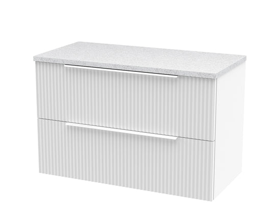 Hudson Reed Fluted 800mm Wall Hung 2-Drawer Vanity Unit With Laminate Top