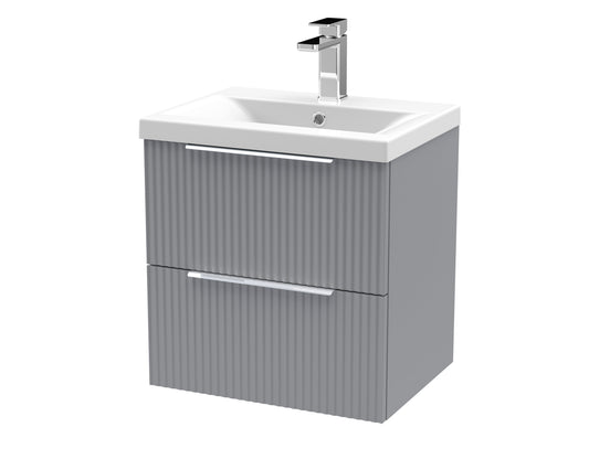 Hudson Reed Fluted 500mm Wall Hung 2-Drawer Vanity Unit Including Basin