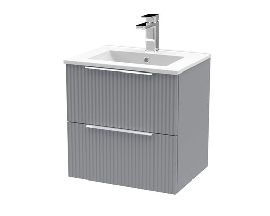 Hudson Reed Fluted 500mm Wall Hung 2-Drawer Vanity Unit With Basin