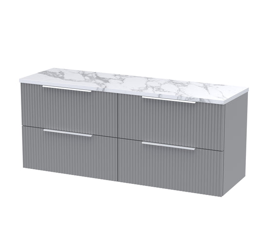 Hudson Reed Fluted 1200mm Wall Hung 4-Drawer Vanity Unit With Laminate Worktop